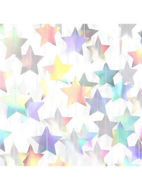 Iridescent Star Garland 62ft Holographic Party Streamer Wedding Birthday